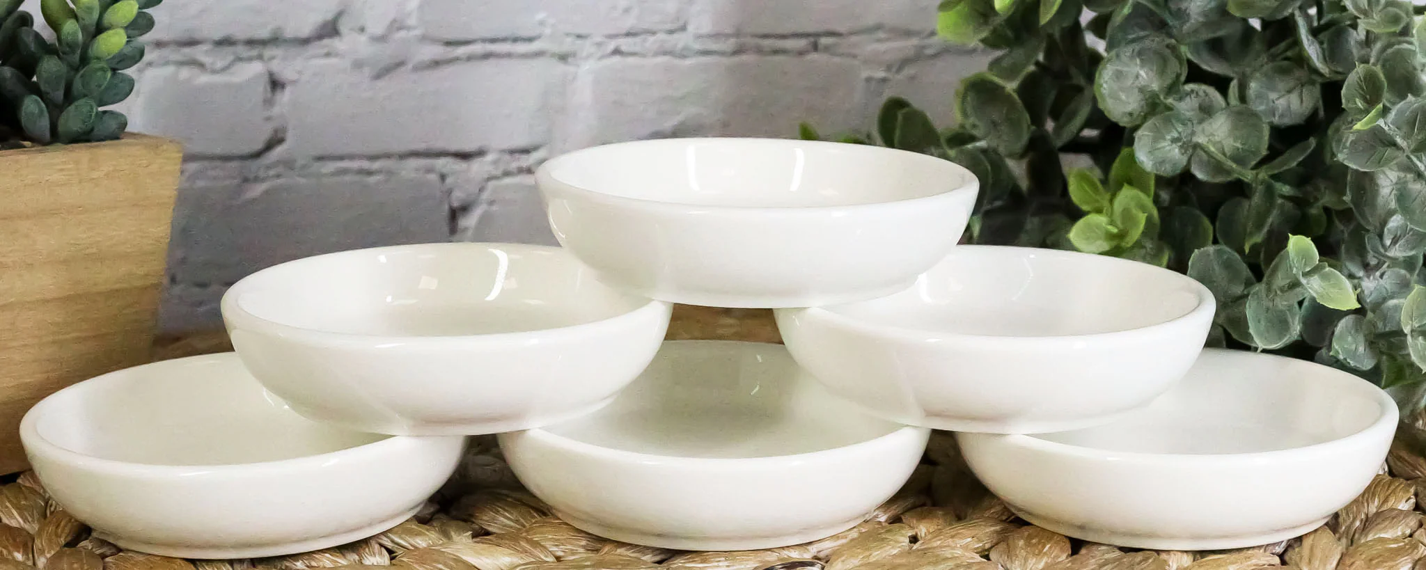 Ebros White Porcelain Contemporary Condiments Soy Sauce Dipping Plate or Dish Set of 6 Great Housewarming Gift Or Party Decor For Sushi Asian Dining Oil Chili Paste Chip Dips Restaurant Supply - Image 5