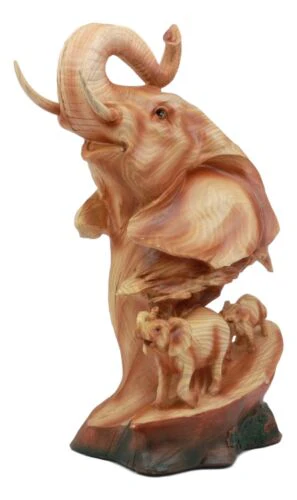 Ebros Wildlife Elephant Bust Statue 12" Tall Faux Wood Resin Wildlife Safari Elephant Family Migration Scene Figurine - Image 3