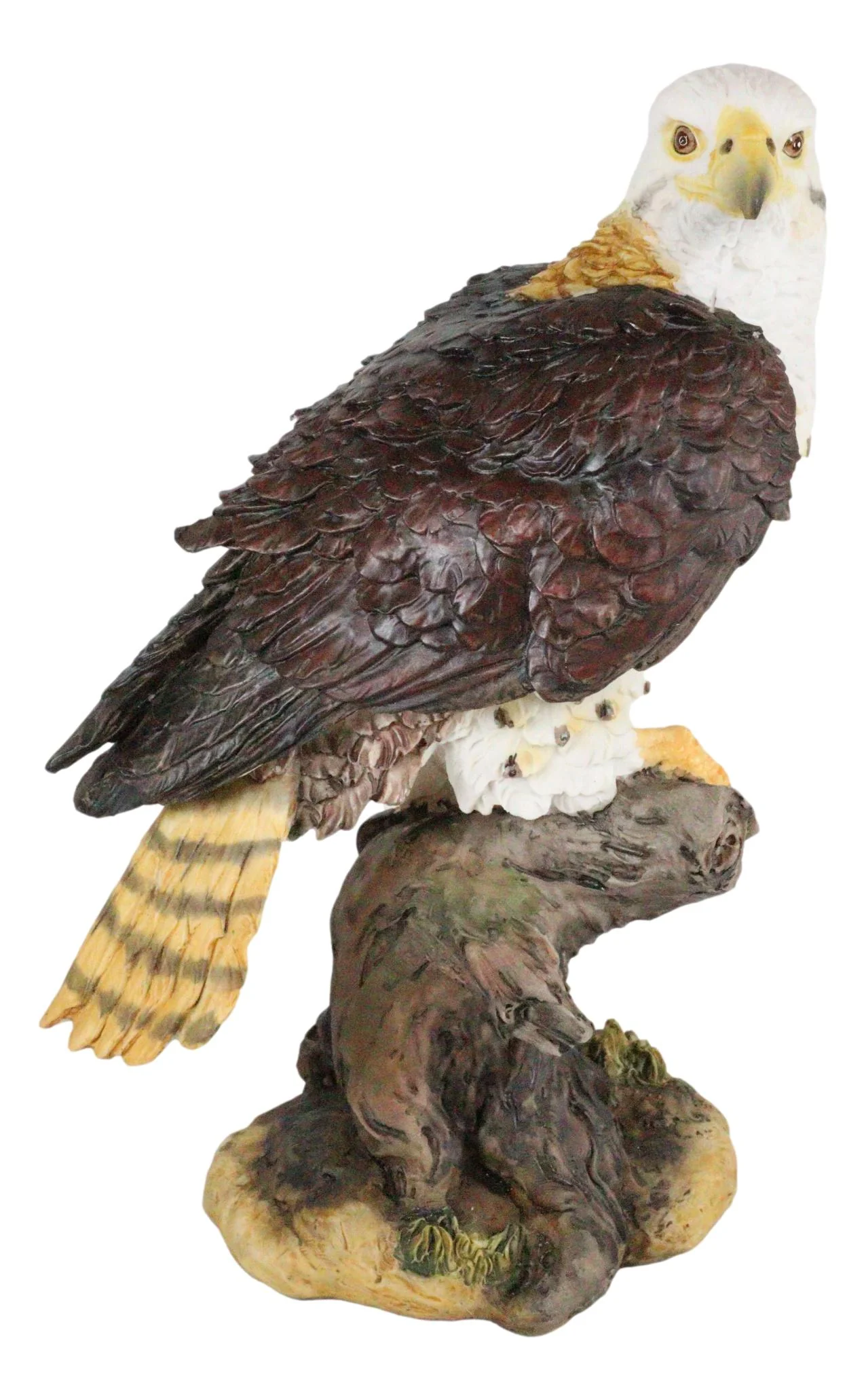 Wildlife Bald Eagle On Tree Stump Statue Birds Of Prey Figurine 10"H - Image 2