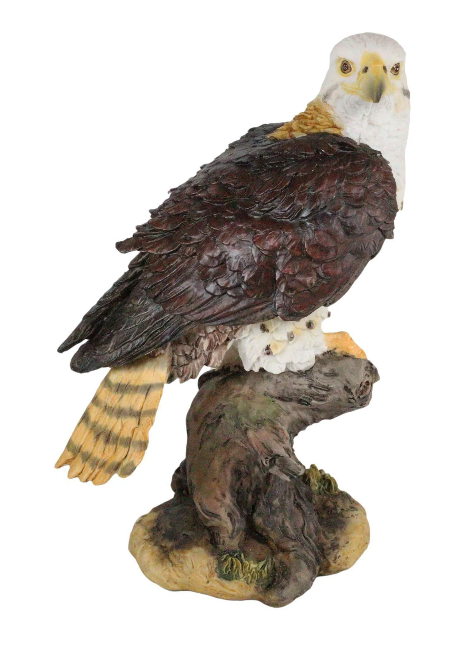 Wildlife Bald Eagle On Tree Stump Statue Birds Of Prey Figurine 10"H - Image 4