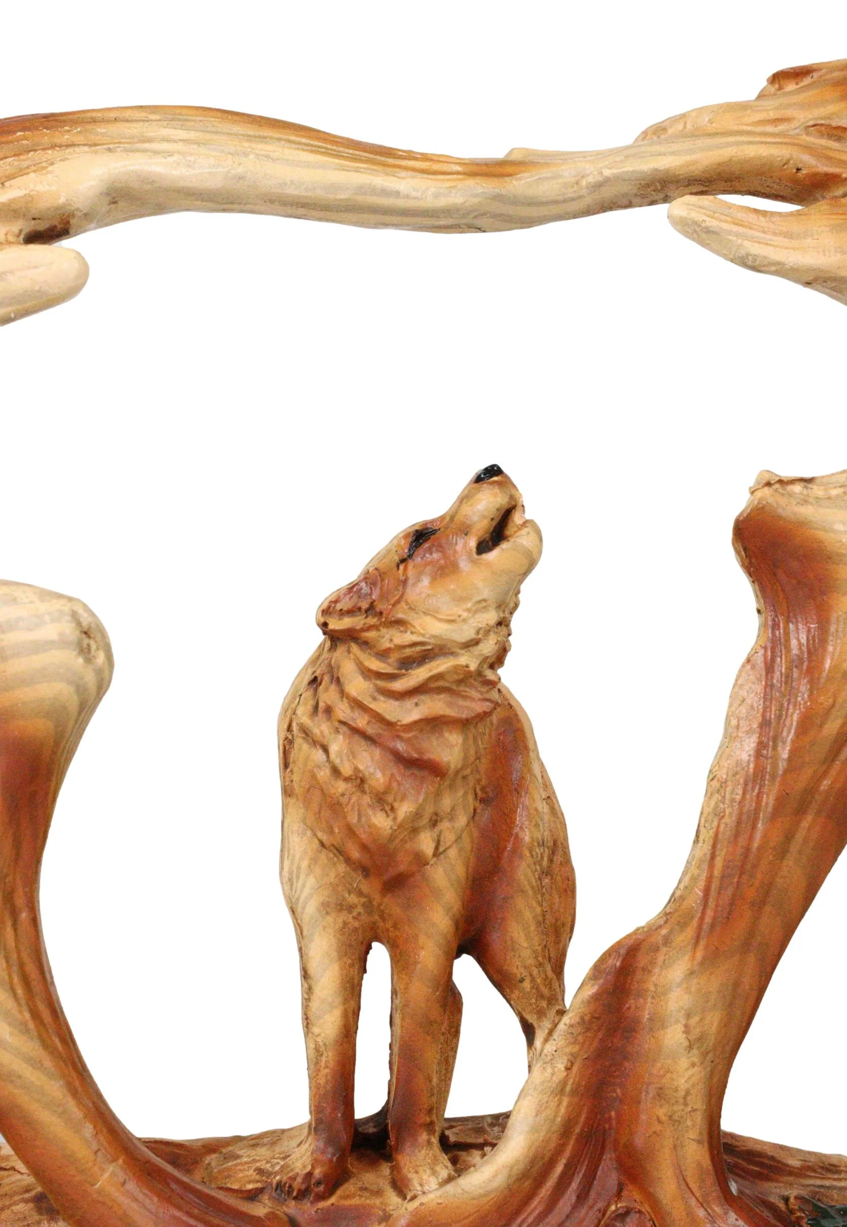 Ebros Howling Gray Alpha Wolf Figurine in Faux Wood Finish Home Decor Sculpture - Image 6