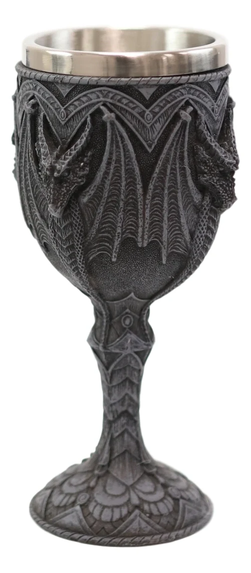 Ebros Fantasy Fire Blood Quartet Winged Dragon Guardians Wine Goblet Chalice Drink Cup - Image 2