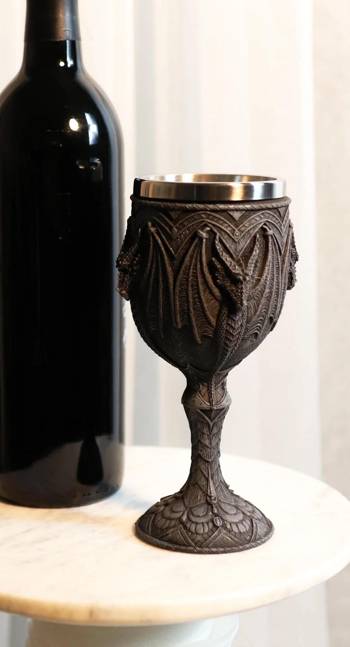 Ebros Fantasy Fire Blood Quartet Winged Dragon Guardians Wine Goblet Chalice Drink Cup - Image 4