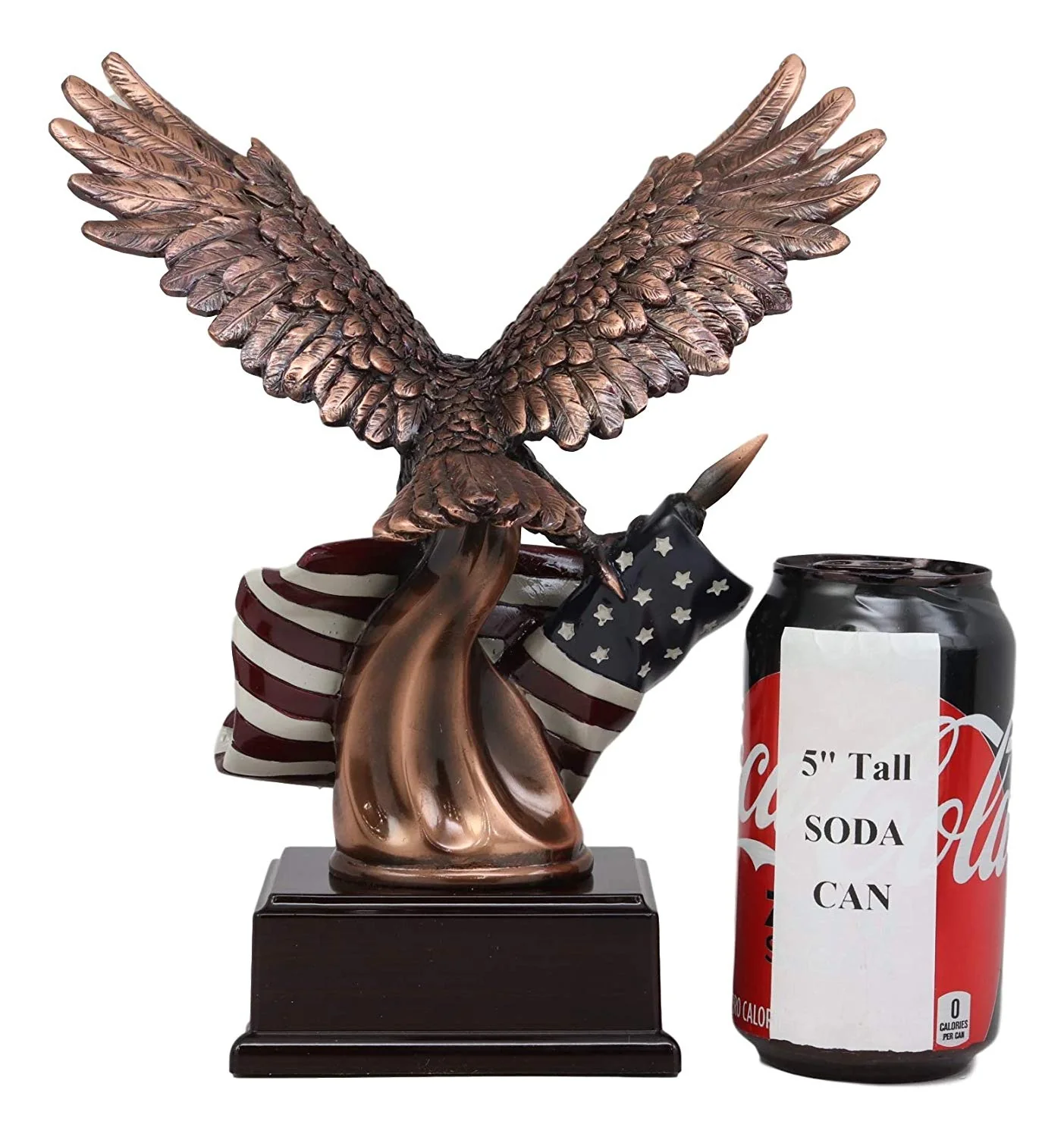 Ebros Patriotic Bald Eagle With Spread Out Wings Clutching On American Flag Statue - Image 4