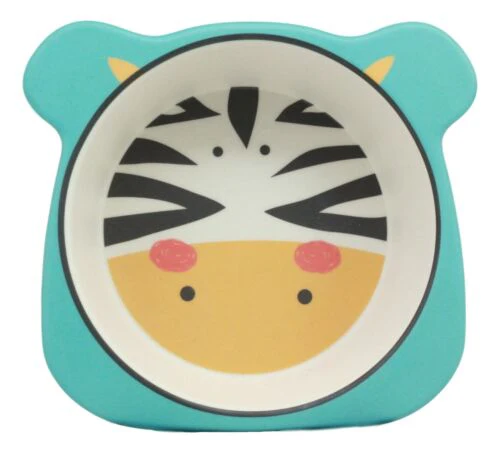Ebros Zebra 5 Pc Organic Bamboo Dinnerware Set For Kids Children Toddler Baby - Image 3
