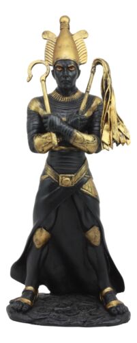 Ebros Egyptian God of The Dead Osiris Holding Crook and Flail Statue In Black And Gold - Image 2