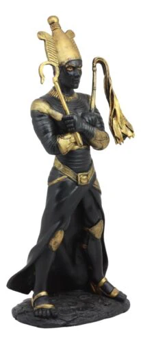Ebros Egyptian God of The Dead Osiris Holding Crook and Flail Statue In Black And Gold - Image 3