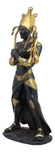 Ebros Egyptian God of The Dead Osiris Holding Crook and Flail Statue In Black And Gold - Image 4