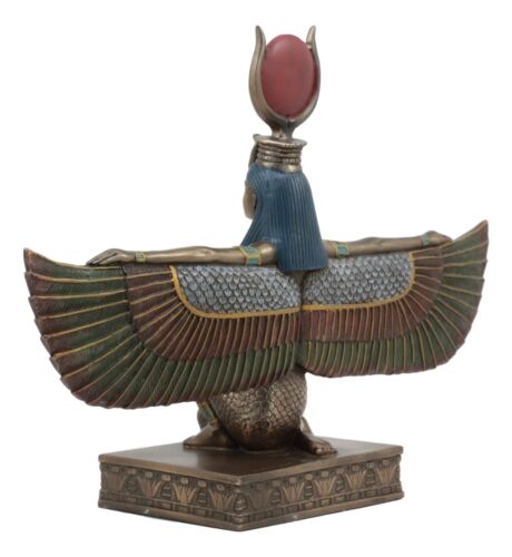 Egyptian Goddess Of Motherhood And Magic Isis Ra Kneeling With Open Wings Statue - Image 4