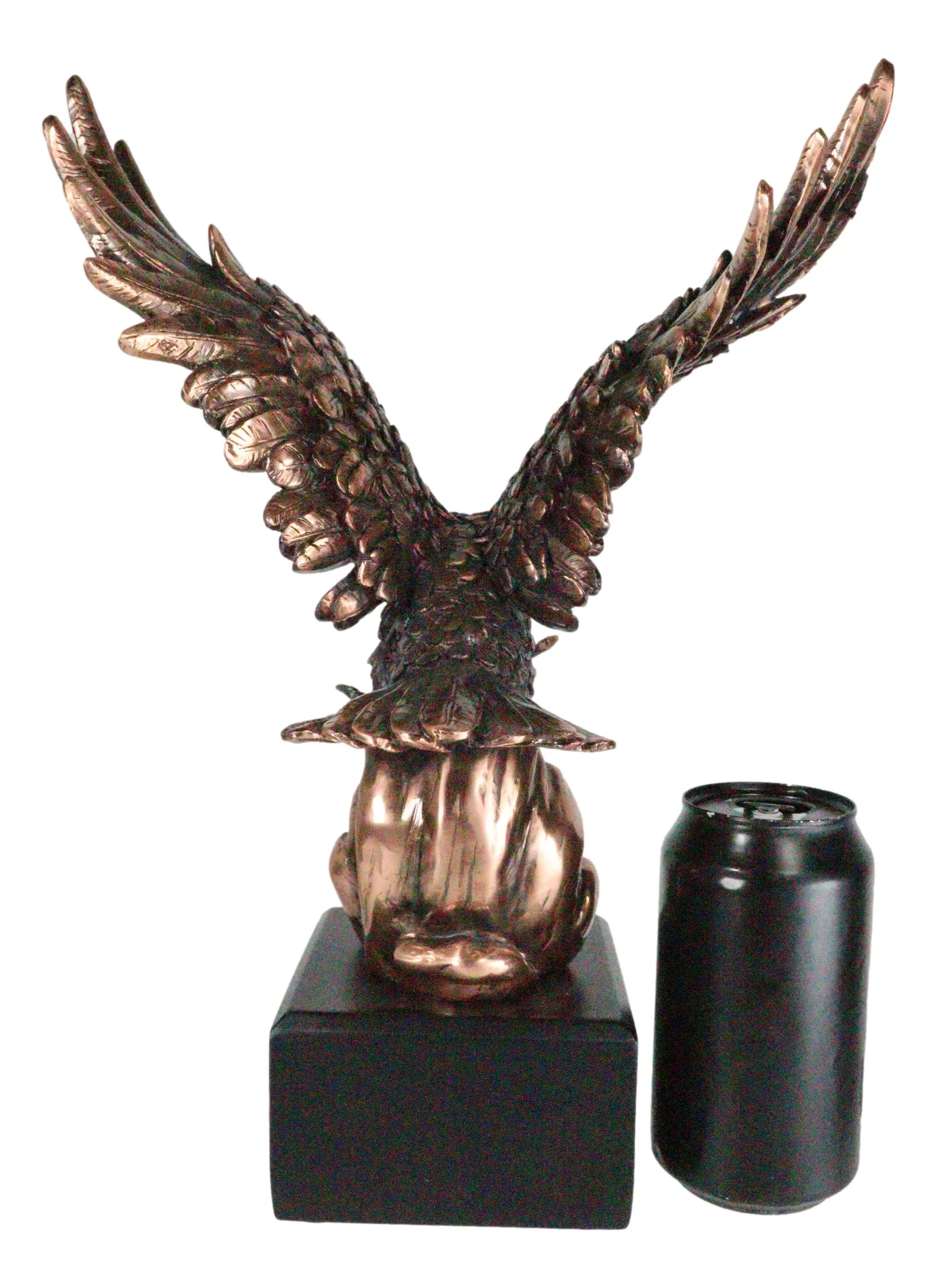 Electroplated Bronze Resin Bald Eagle With Open Wings Swooping Over Water Statue - Image 5
