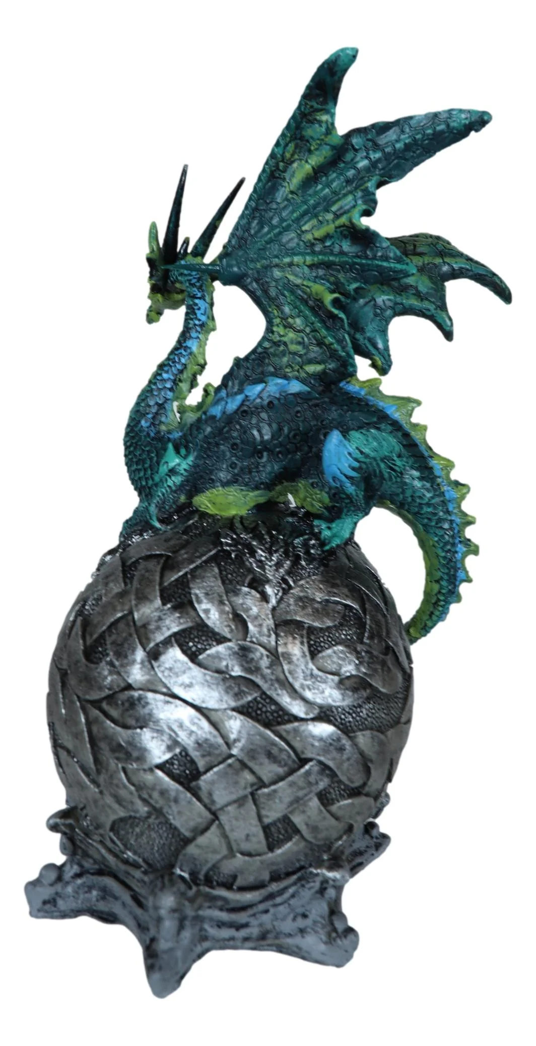 Elemental Jade Firnen Dragon Resting On LED Gyrosphere Orb Night Light Figurine - Image 4