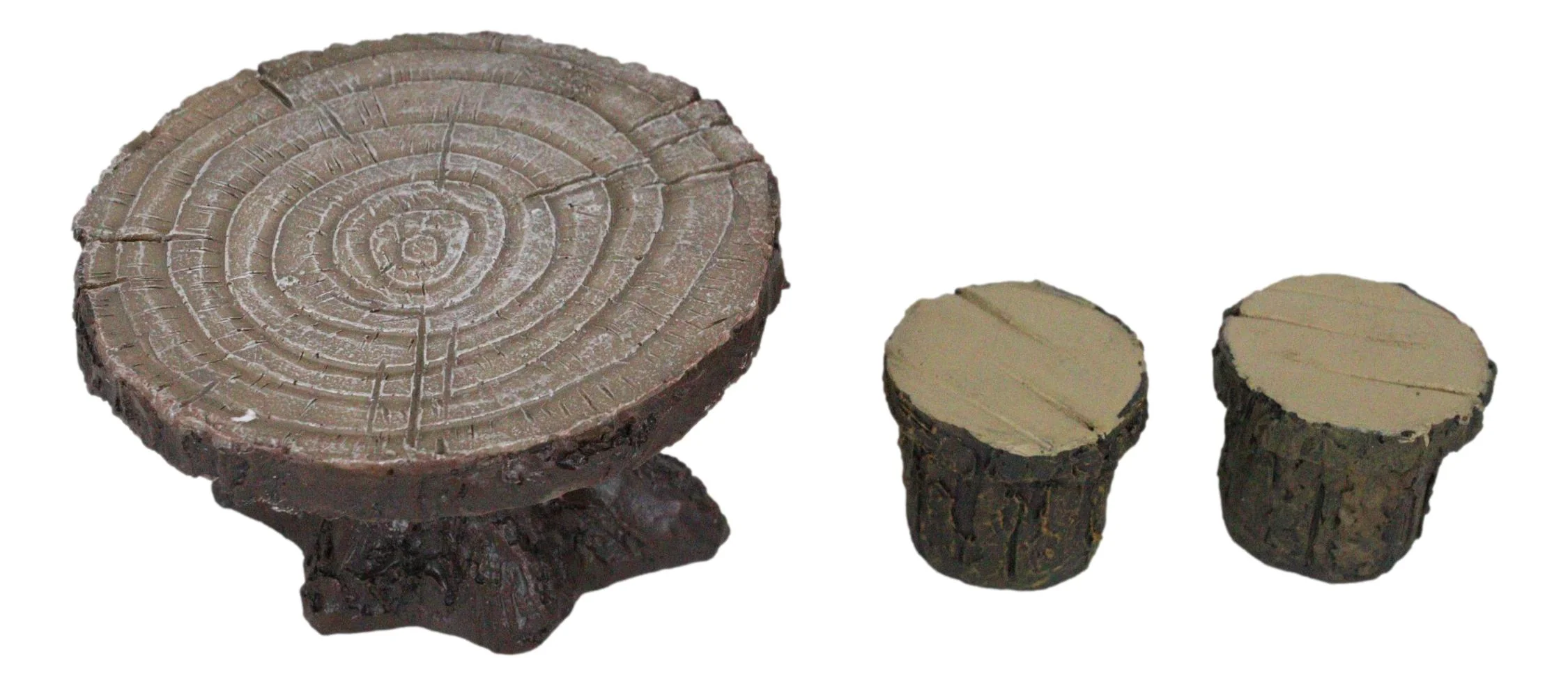 Enchanted Fairy Garden Miniature Tree Stump Table And 2 Stool Chairs Statues - Image 2