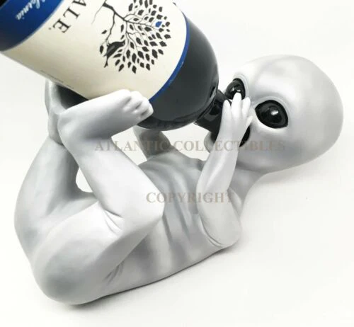 Extra Terrestrial Alien UFO Outer Space Colony Wine Bottle Holder Figurine Decor - Image 2