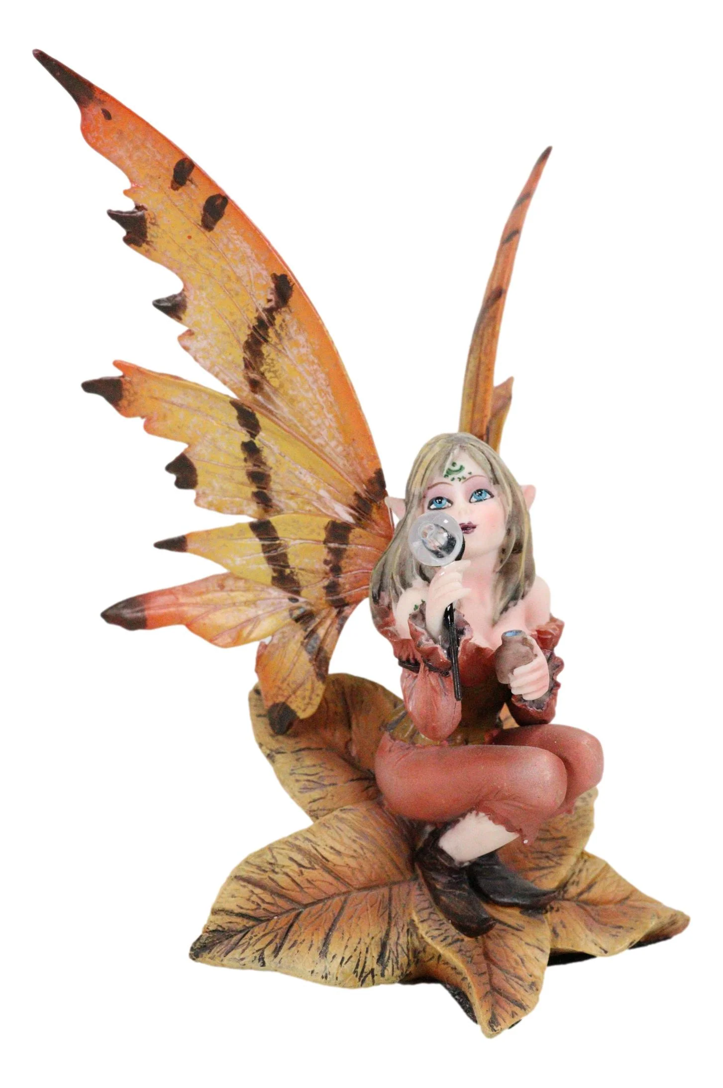 Fantasy Autumn Fall Forest Monk Fairy Fae Blowing Wish Bubbles Figurine - Image 7