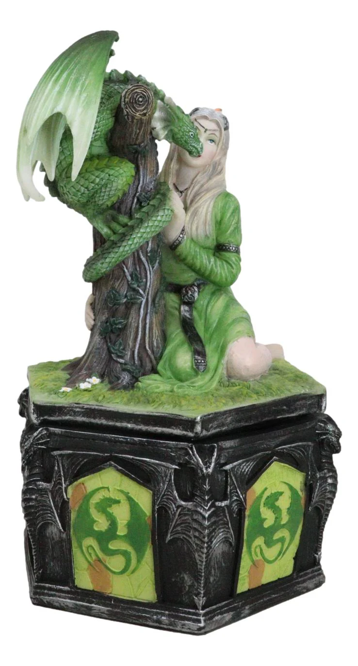 Fantasy Four Seasons Summer Friendship Fairy With Dragon Decorative Box Figurine - Image 8