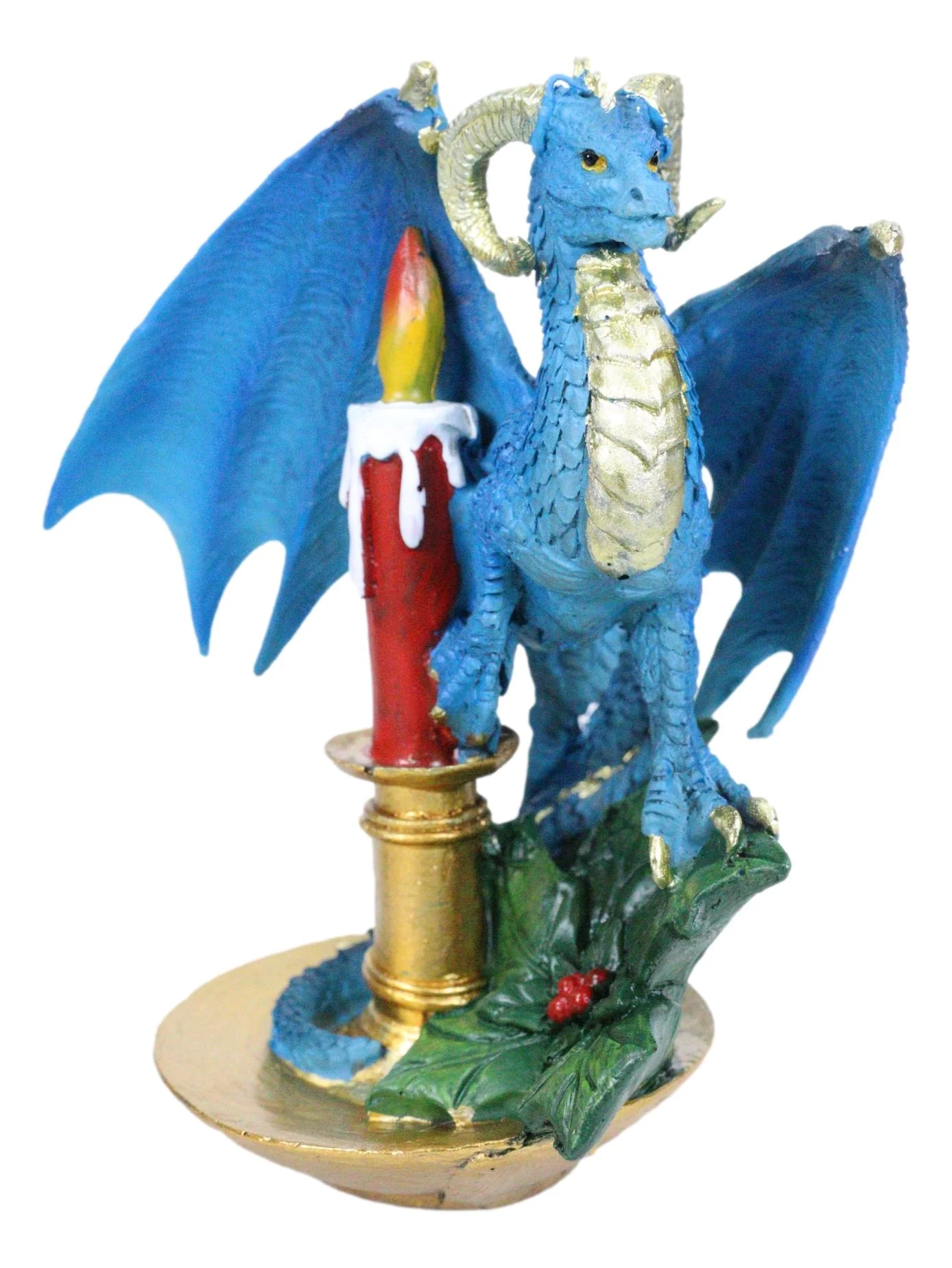 Fantasy Holiday Spirit Blue Advent Candle Dragon Christmas Tree Hanging Ornament - Image 2