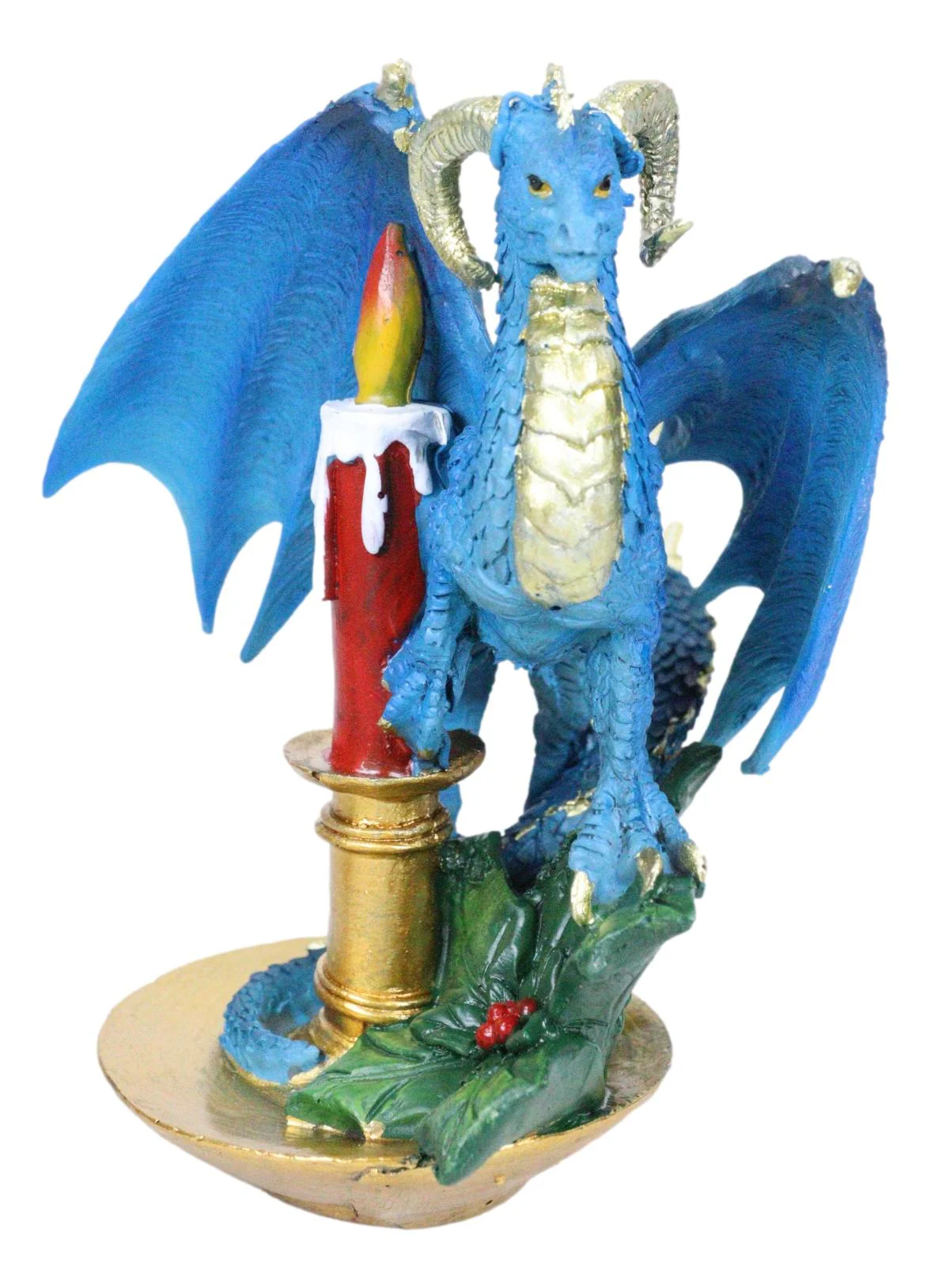 Fantasy Holiday Spirit Blue Advent Candle Dragon Christmas Tree Hanging Ornament - Image 4