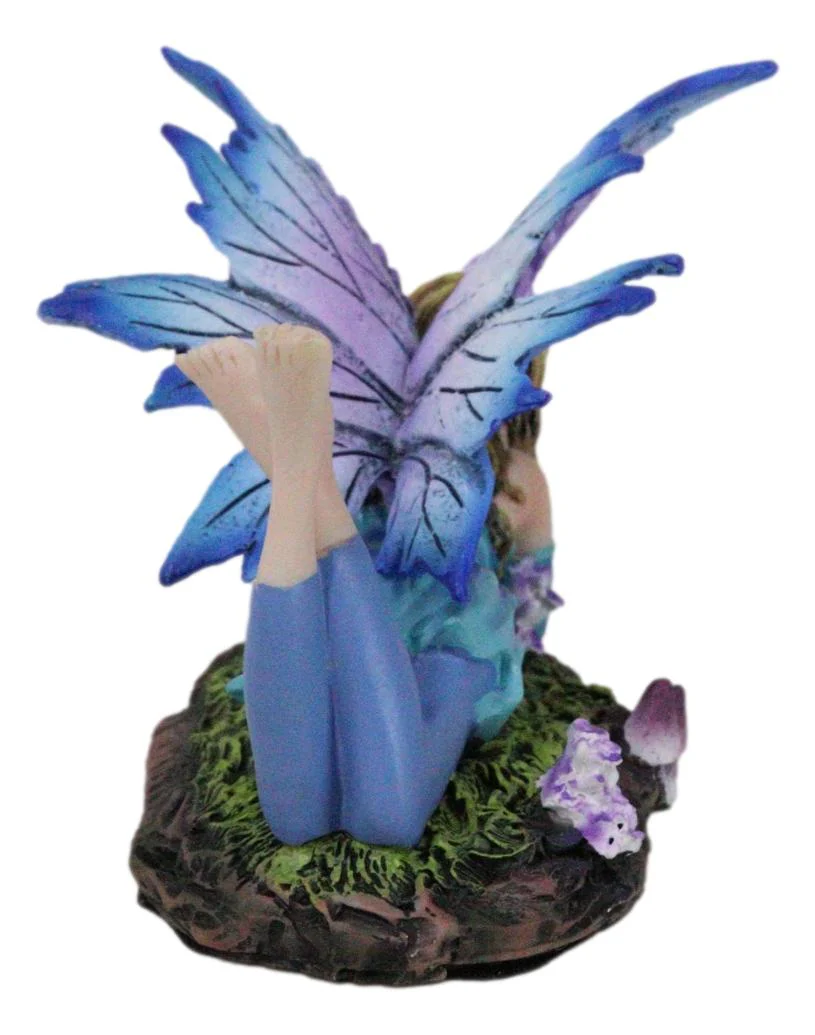 Fantasy Pink and Blue Girl Princess Fairy Lying On Lavender Meadows Figurine - Image 5