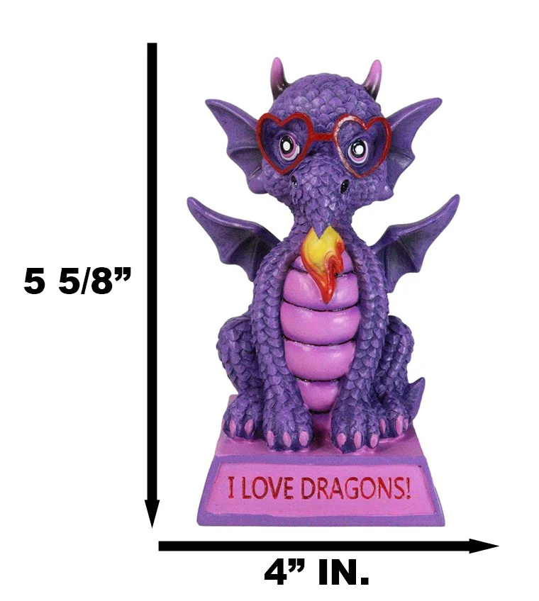 Fantasy Purple Koan Cartoon Chibi Dragon Collectible Figurine I Love Dragons! - Image 2