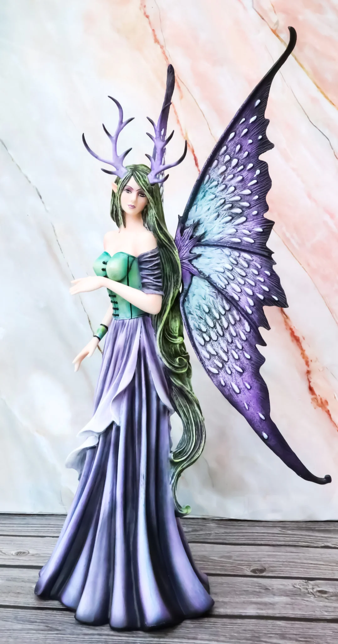 Fantasy Raven Secrets Gothic Fairy Queen With Antlers Crown Statue 20"H Decor - Image 9