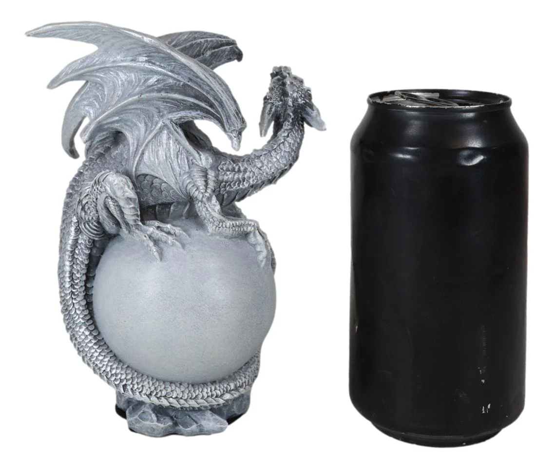 Fantasy Wyrmling White Shadow Ghost Dragon Sleeping On Gray Moon Figurine - Image 8