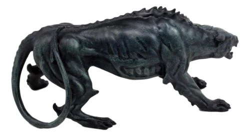Faux Stone Greek Guardian Hydra Hound Dogs Of Hades Cerberus Statue 7.75"L - Image 2