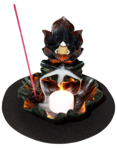 Ebros Feng Shui Zen Lotus Flower Incense Cone & Stick Burner Candle Holder Figurine - Image 6