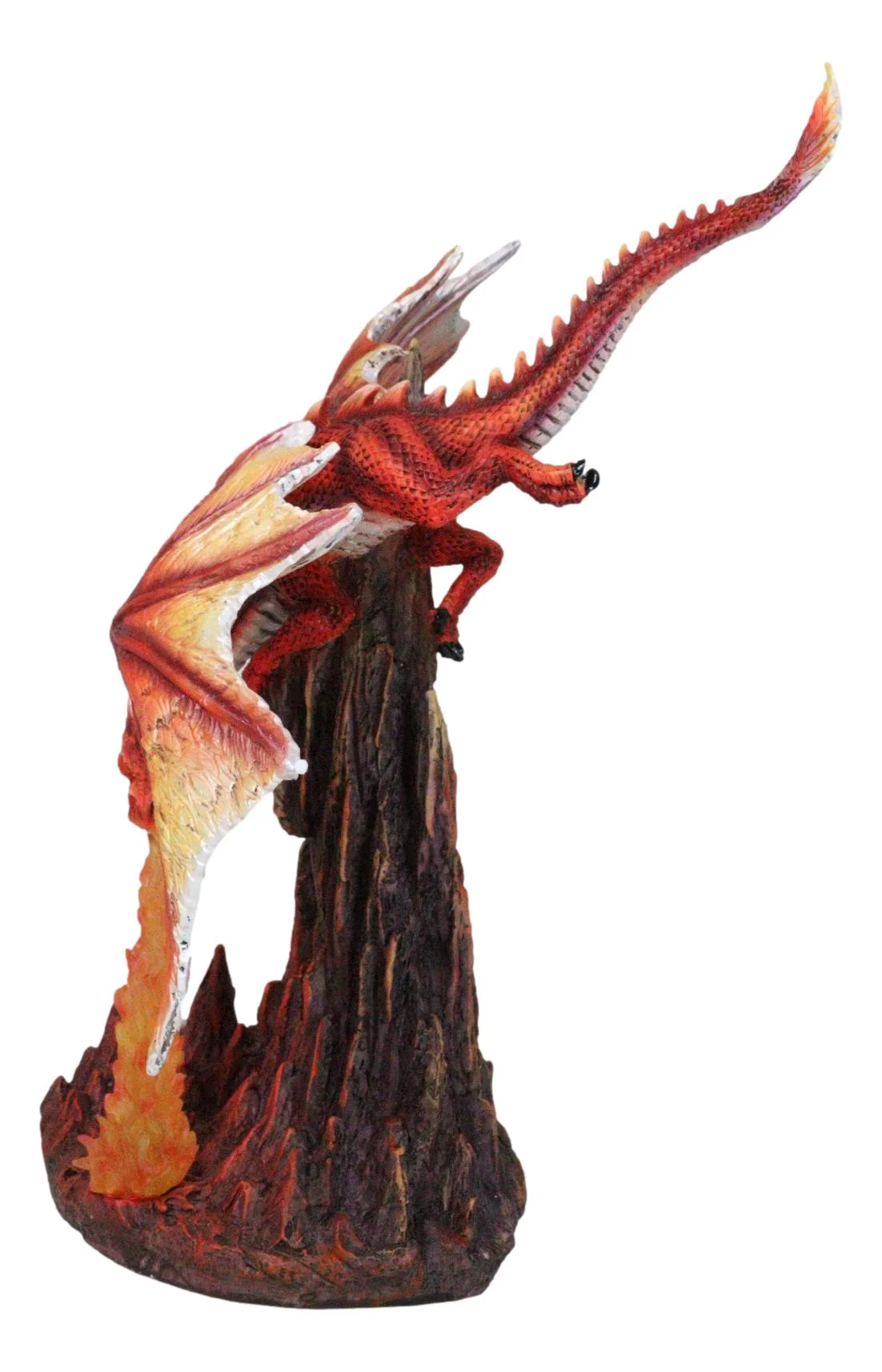 Fire Elemental Ferocious Dragon Breathing Flame On Volcanic Mountain Figurine - Image 2