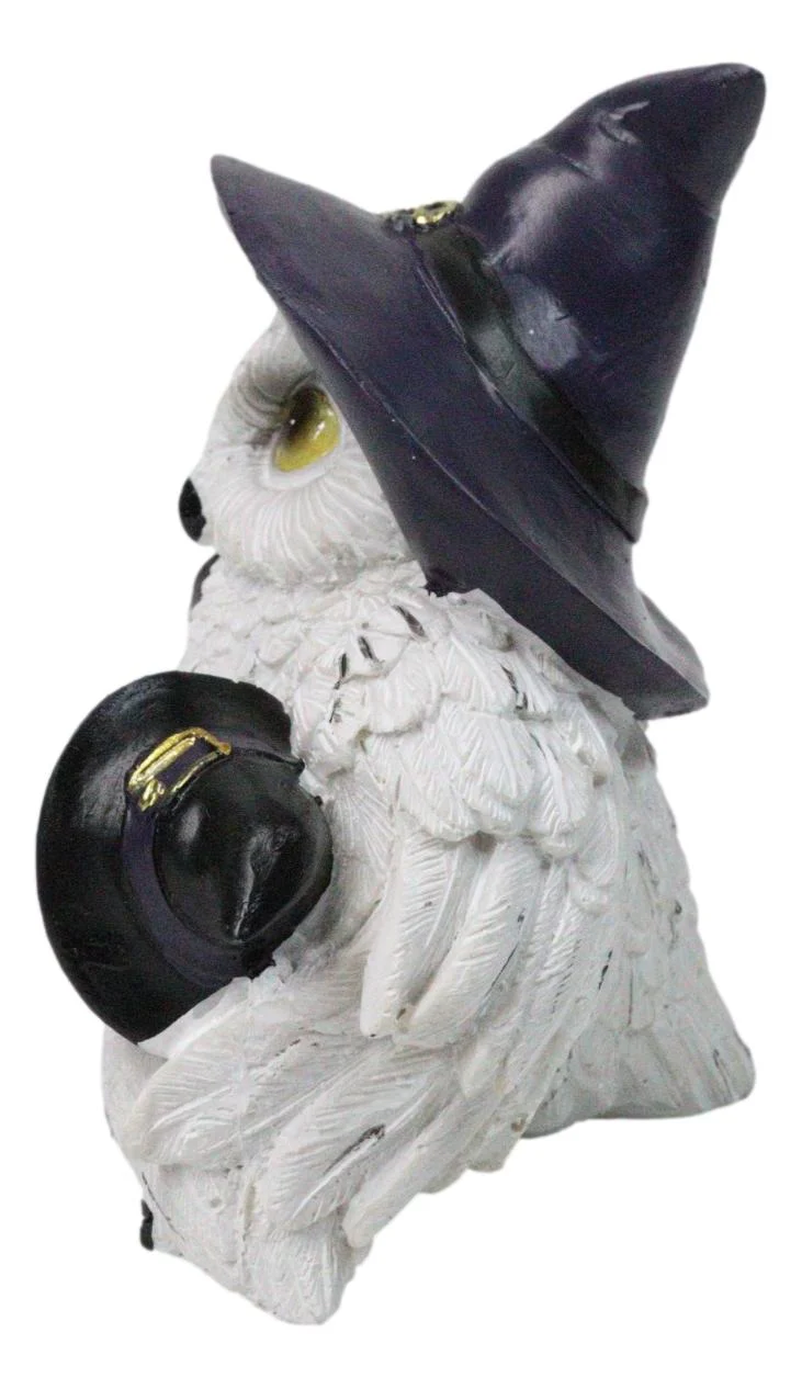 Forest Arctic White Snow Owls Witch Mother with 2 Chicks Family Figurine 5" L - Image 2