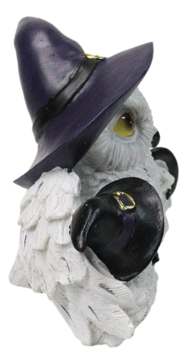 Forest Arctic White Snow Owls Witch Mother with 2 Chicks Family Figurine 5" L - Image 3