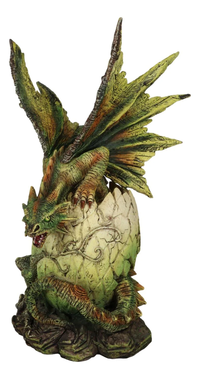 Forest Ent Greenman Dendritic Dragon Hatchling Emerging From Egg Shell Figurine - Image 5