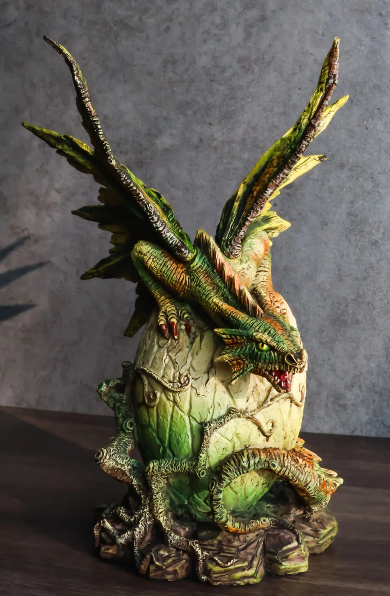 Forest Ent Greenman Dendritic Dragon Hatchling Emerging From Egg Shell Figurine - Image 9