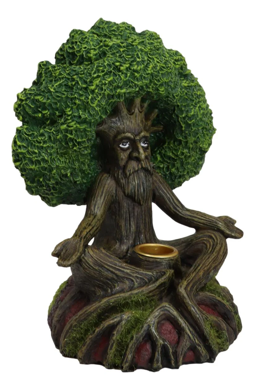 Forest Greenman Tree Man Ent Meditating Backflow Incense Cone Burner Figurine - Image 7