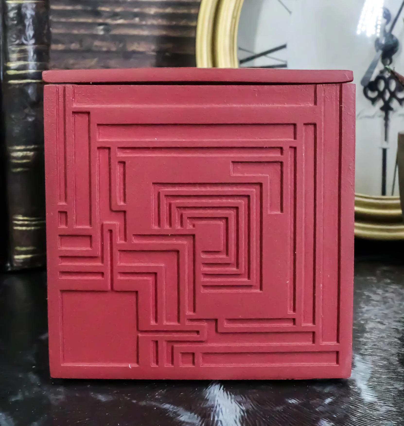 Frank Lloyd Wright Charles Ennis House Petite Cube Trinket Box Textile Block Art - Image 9