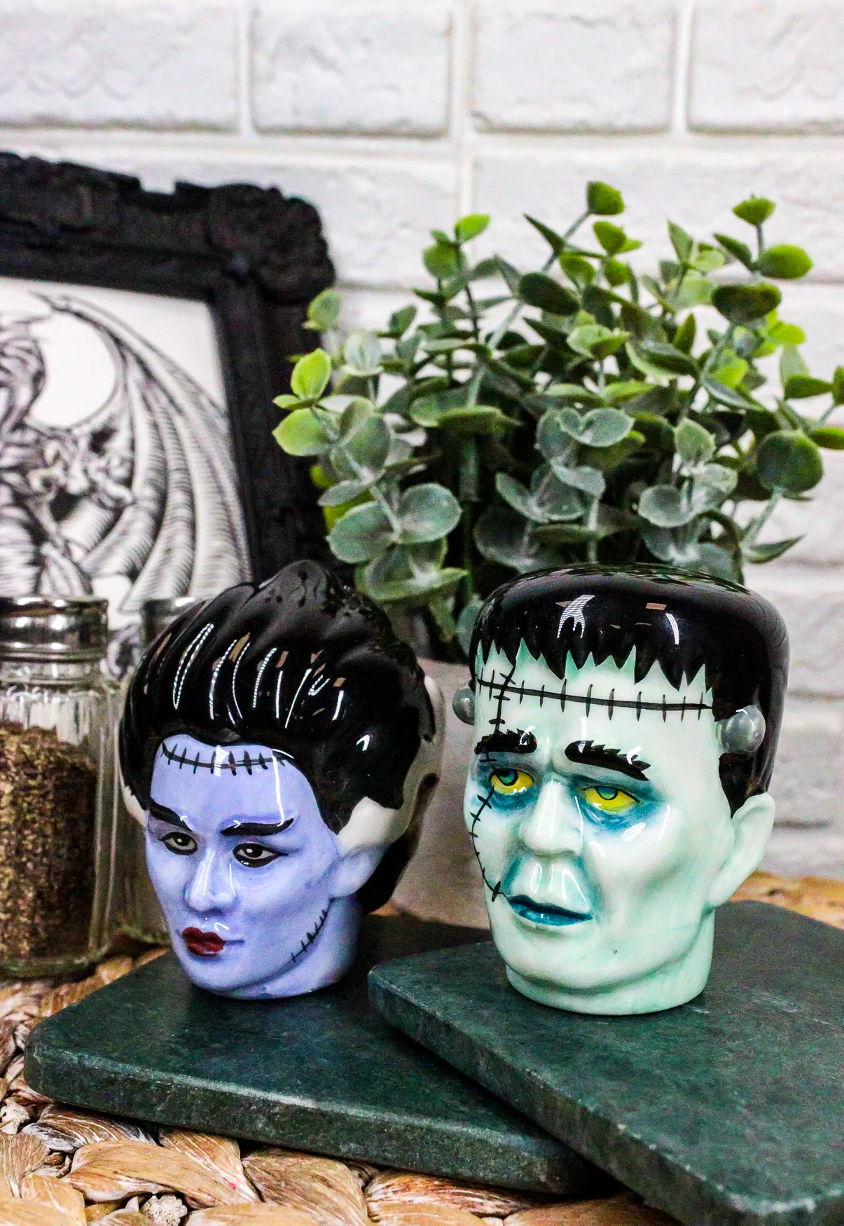 Ebros Frankenstein Zombie Bride And Groom Couple Ceramic Salt And Pepper Shakers Set - Image 5