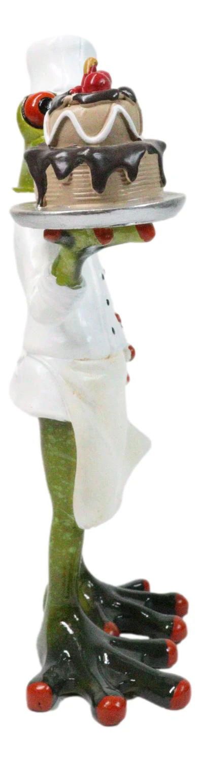 French Monsieur Baker Frog With Birthday Cake Decorative Figurine - Image 3