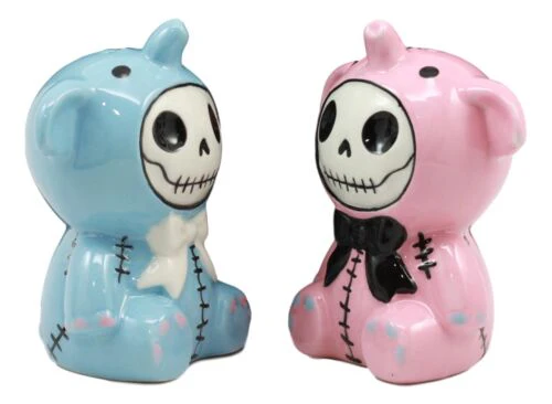 Ebros Furrybones Elephant Voodoo Skeleton Ceramic Salt And Pepper Shakers Set - Image 2