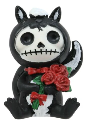 Furrybones Valentines Odo The Skunk Red Roses Skeleton Monster Ornament Figurine - Image 2