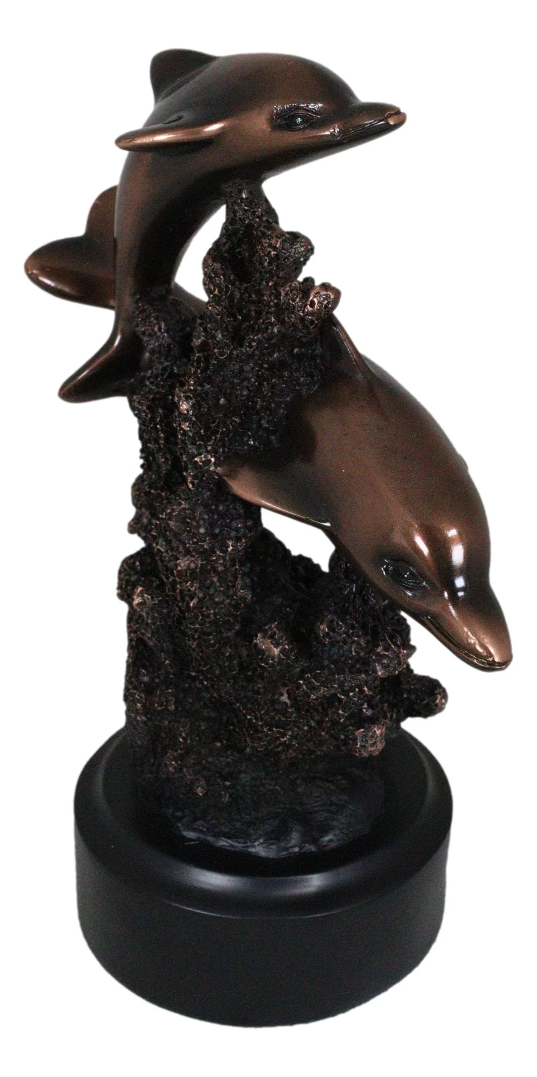Gay Dolphins Swimming By Ocean Coral Reef Electroplated Bronze Resin Figurine - Image 6