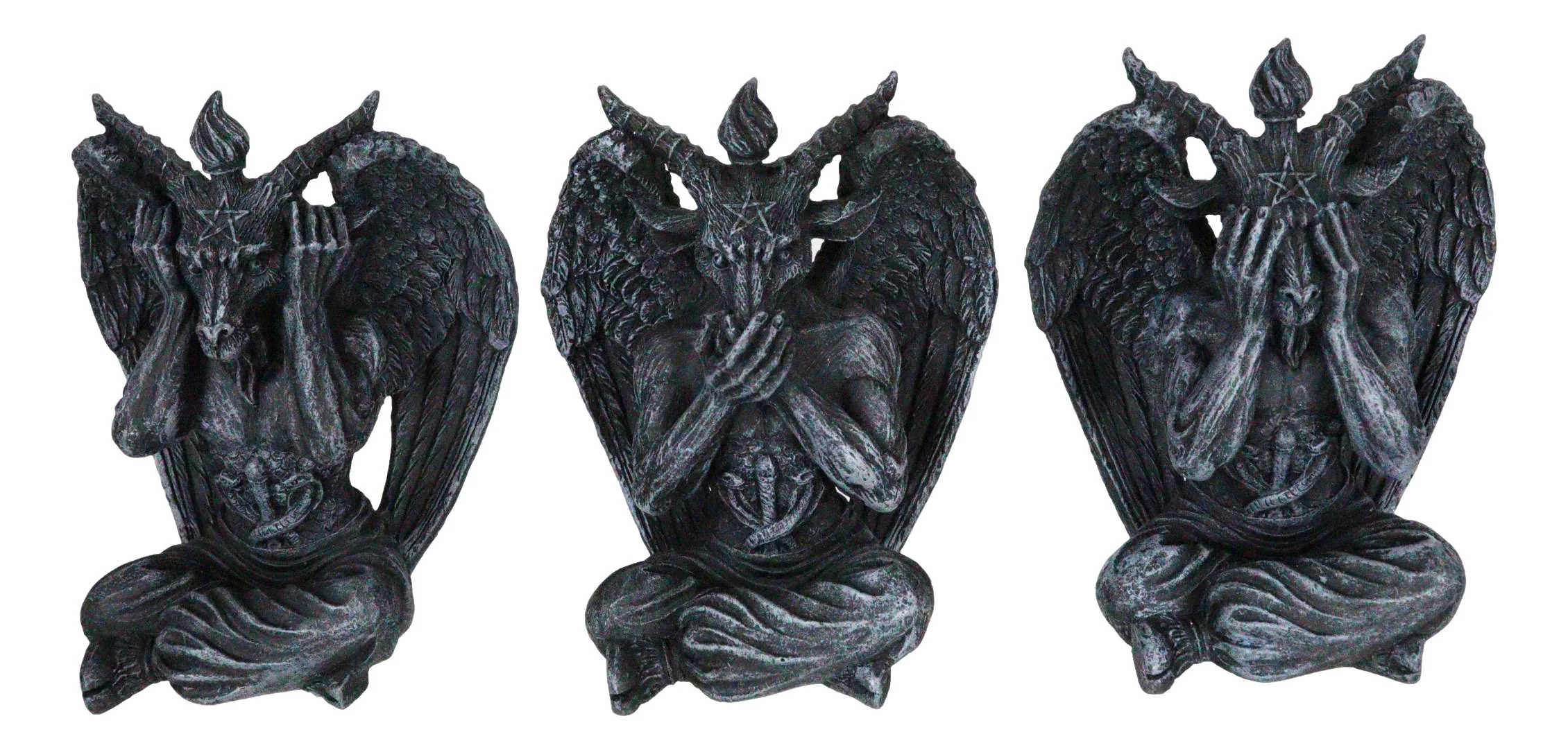 Goat of Mendes See Hear Speak No Evil Devil Baphomet Gargoyle Set of 3 Figurines - Image 3