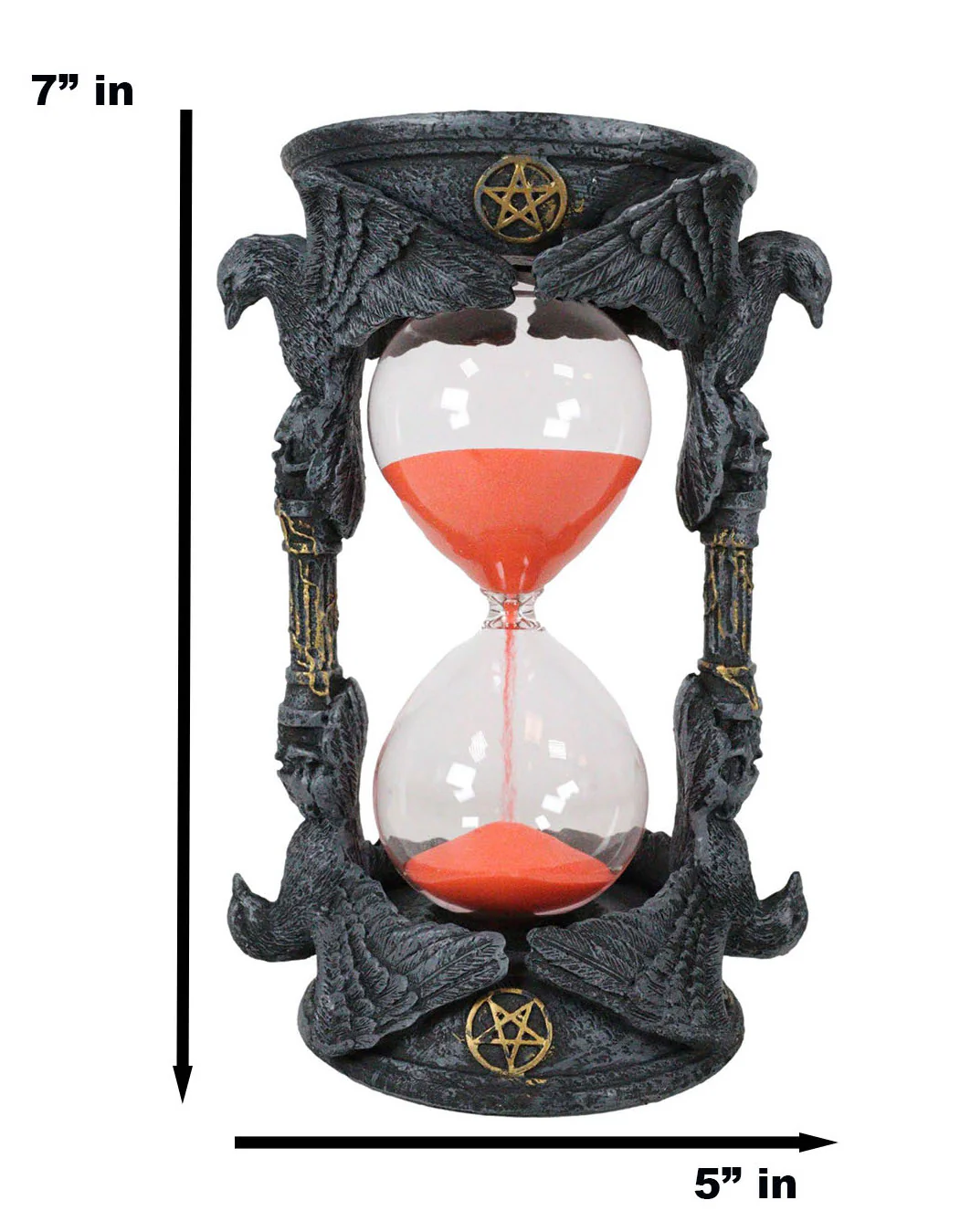 Gothic Alchemy Pentagram Circle Raven Crows Skull Pillars Sand Timer Sandtimer - Image 2