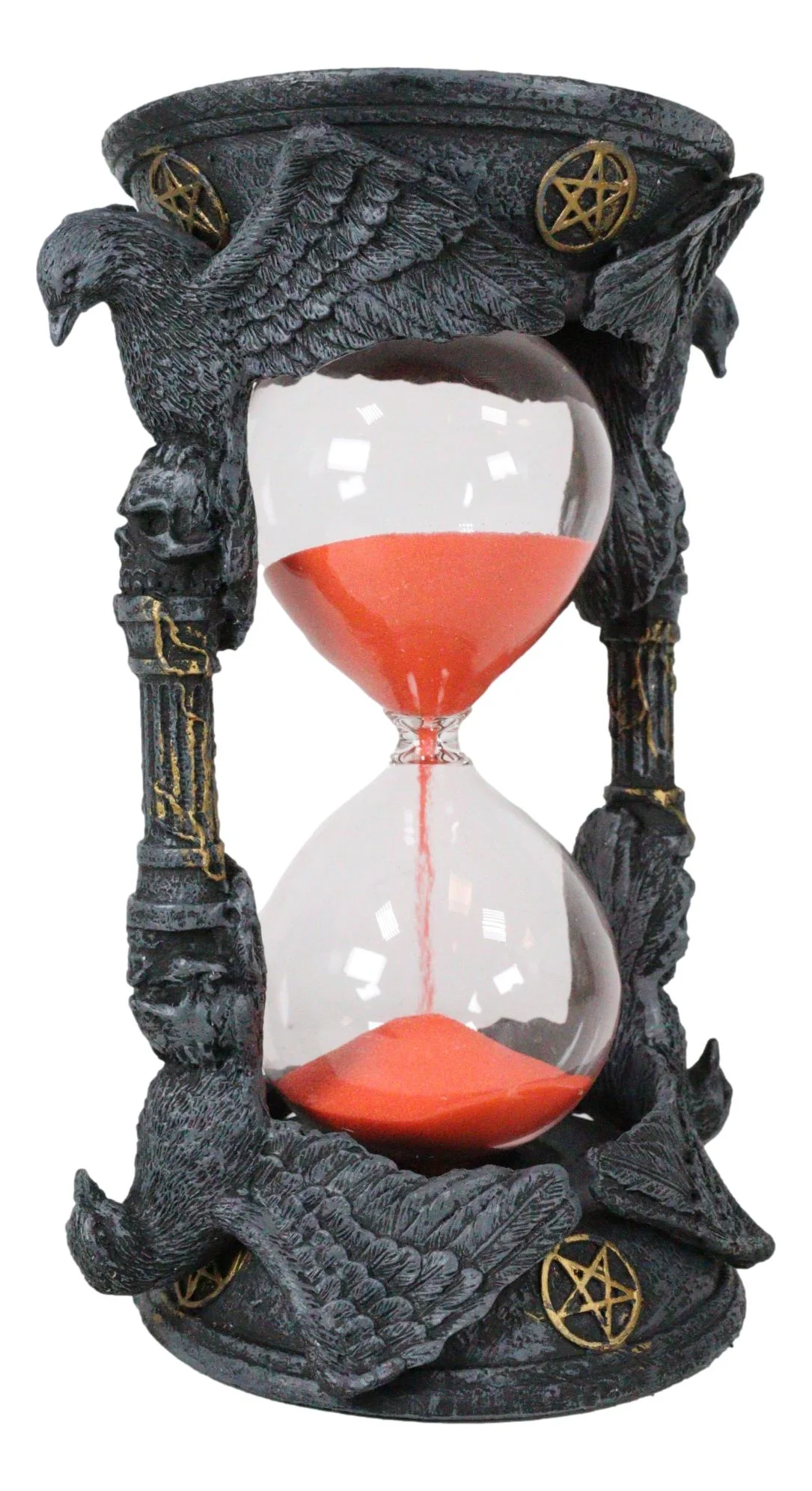 Gothic Alchemy Pentagram Circle Raven Crows Skull Pillars Sand Timer Sandtimer - Image 4