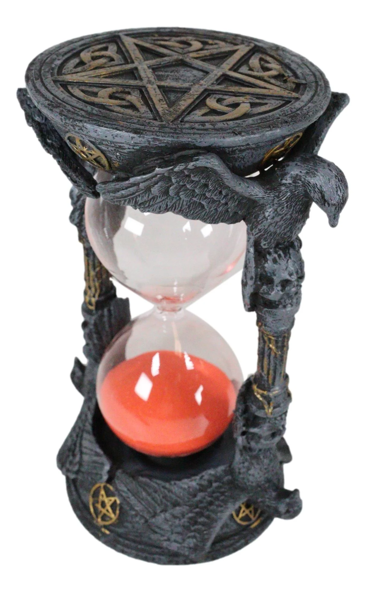 Gothic Alchemy Pentagram Circle Raven Crows Skull Pillars Sand Timer Sandtimer - Image 5