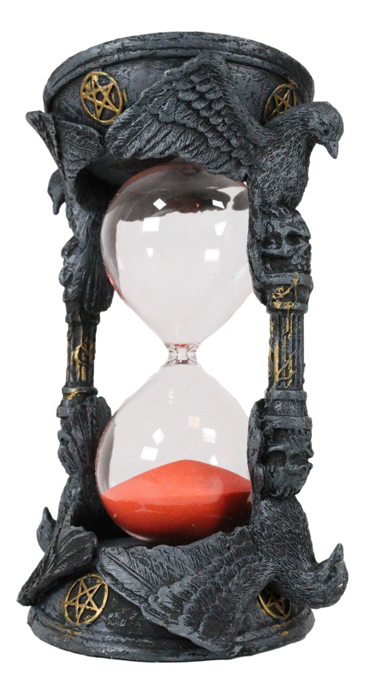 Gothic Alchemy Pentagram Circle Raven Crows Skull Pillars Sand Timer Sandtimer - Image 6