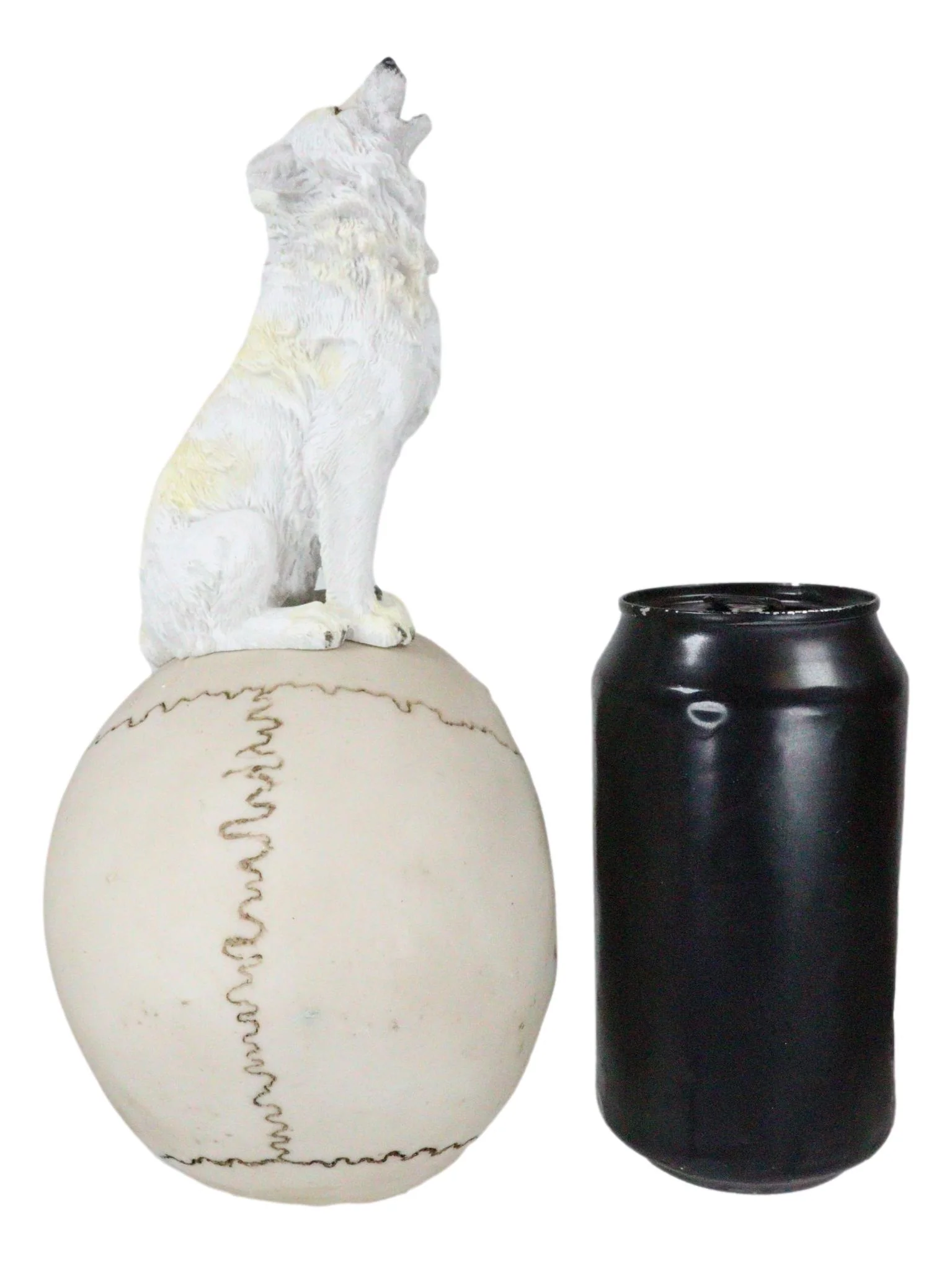 Gothic Full Moon Howling White Wolf Sitting On Graveyard Macabre Skull Figurine - Image 6