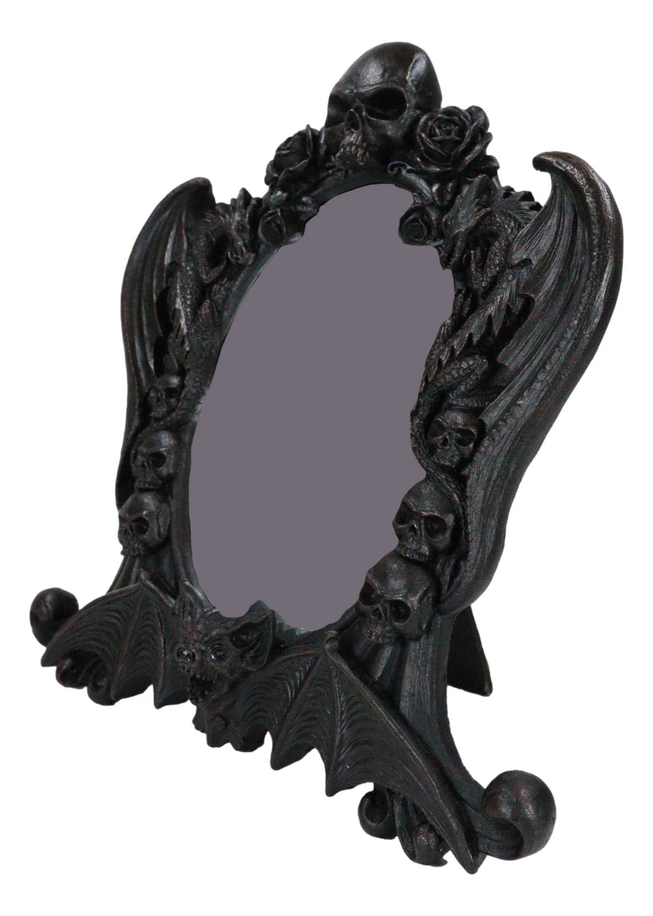 Gothic Nosferatu Vampire Dragons Bat Skulls Roses Table Or Wall Hanging Mirror - Image 4
