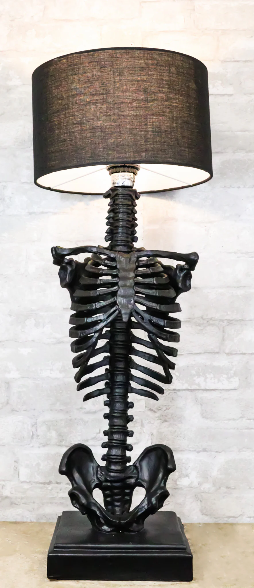 Gothic Ossuary Black Skeleton Rib Cage Torso Human Anatomy Table Lamp With Shade - Image 10