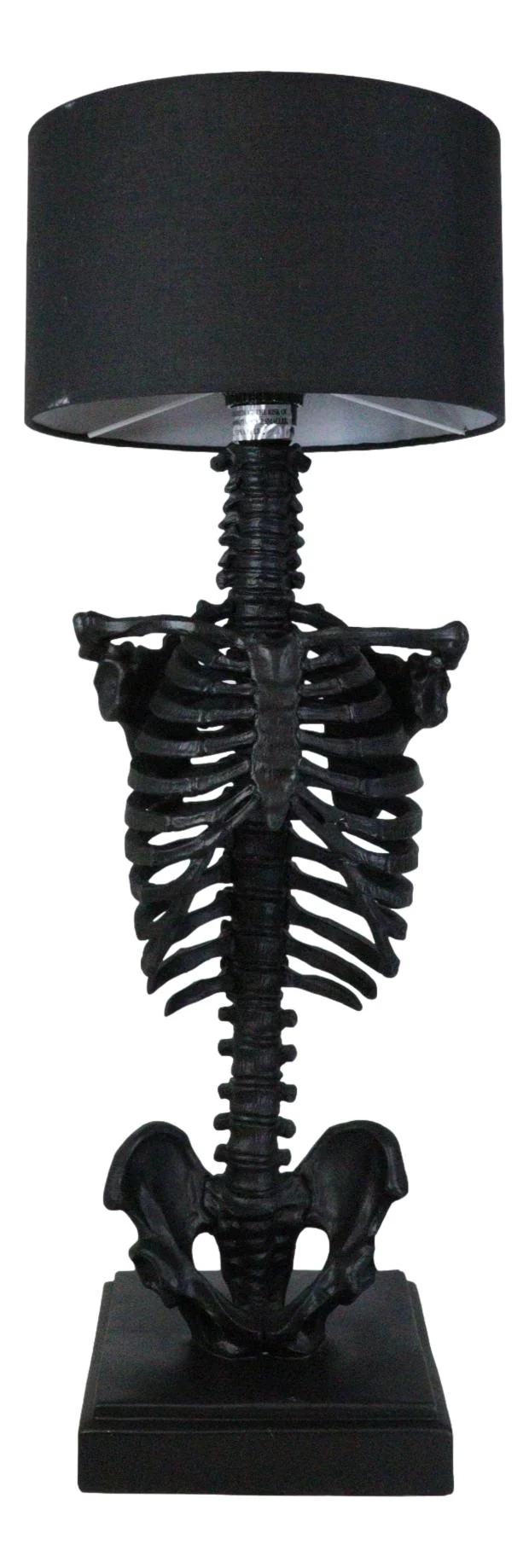 Gothic Ossuary Black Skeleton Rib Cage Torso Human Anatomy Table Lamp With Shade - Image 2