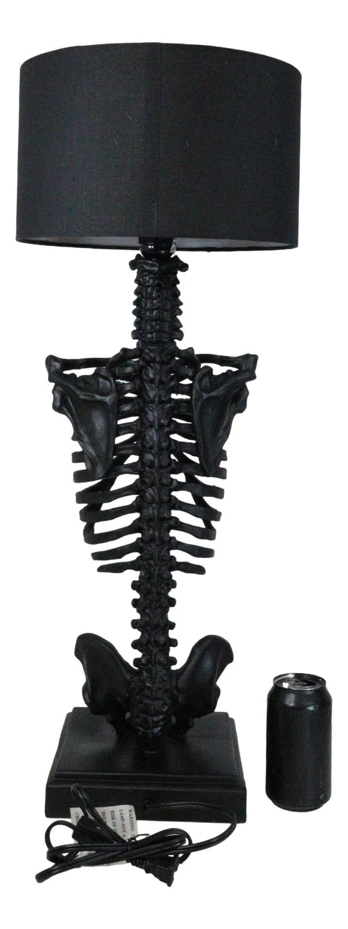 Gothic Ossuary Black Skeleton Rib Cage Torso Human Anatomy Table Lamp With Shade - Image 9