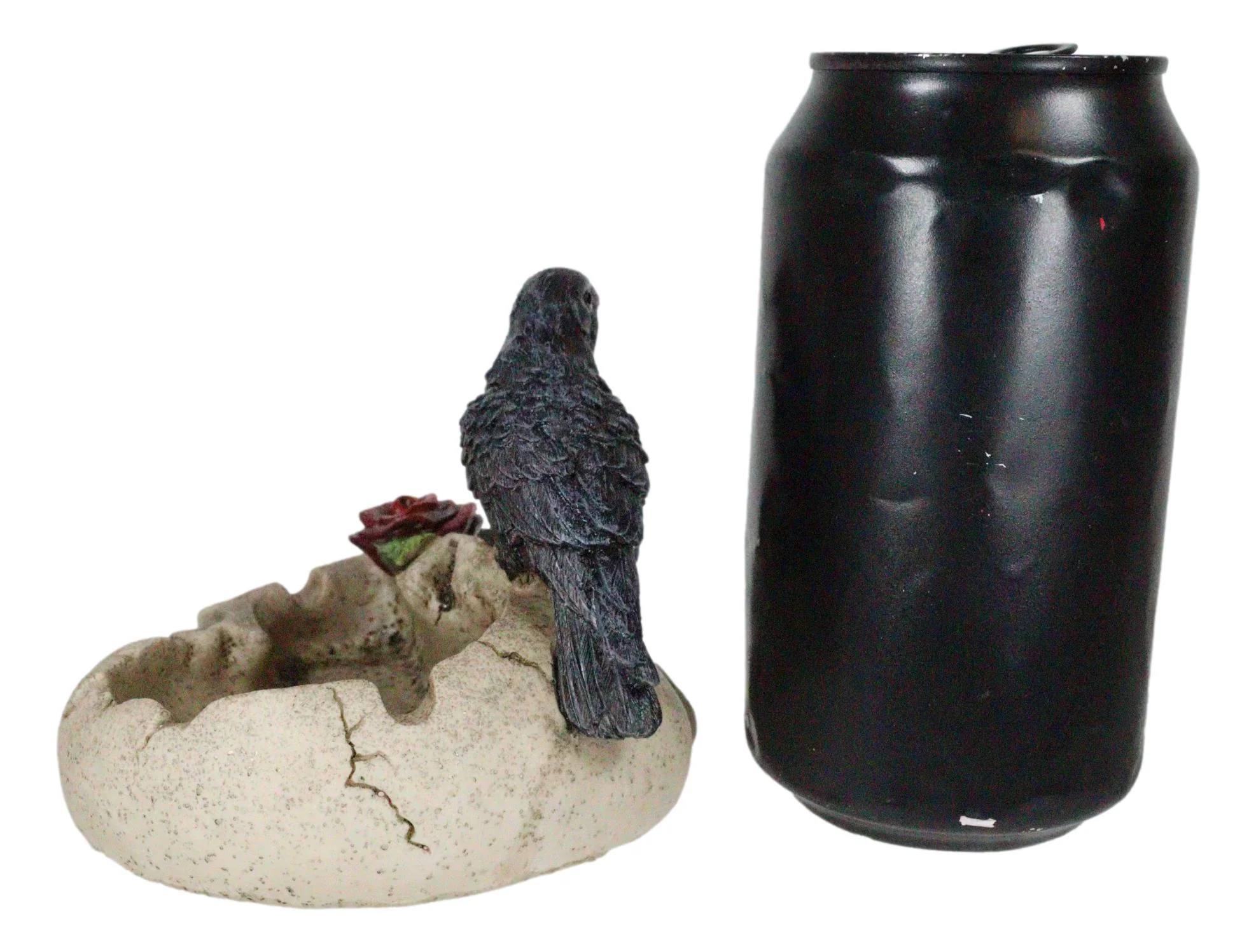 Gothic Raven Crow Perching On Rose Skull Cigarette Ashtray Jewelry Dish Figurine - Image 6